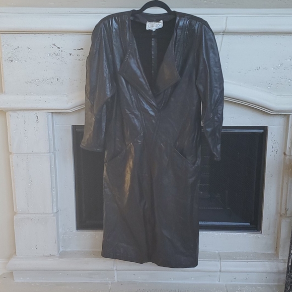 SOLD!! VINTAGE TERI JON Leather Dress - Size 8 - Picture 1 of 9